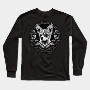 Cute Black and white Chihuahua Long Sleeve T-Shirt